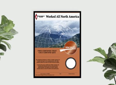 Bronze Worked All North America Award. Diplôme Worked All North America bronze.