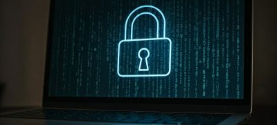 Laptop Image with a lock on it representing encryption widescreen